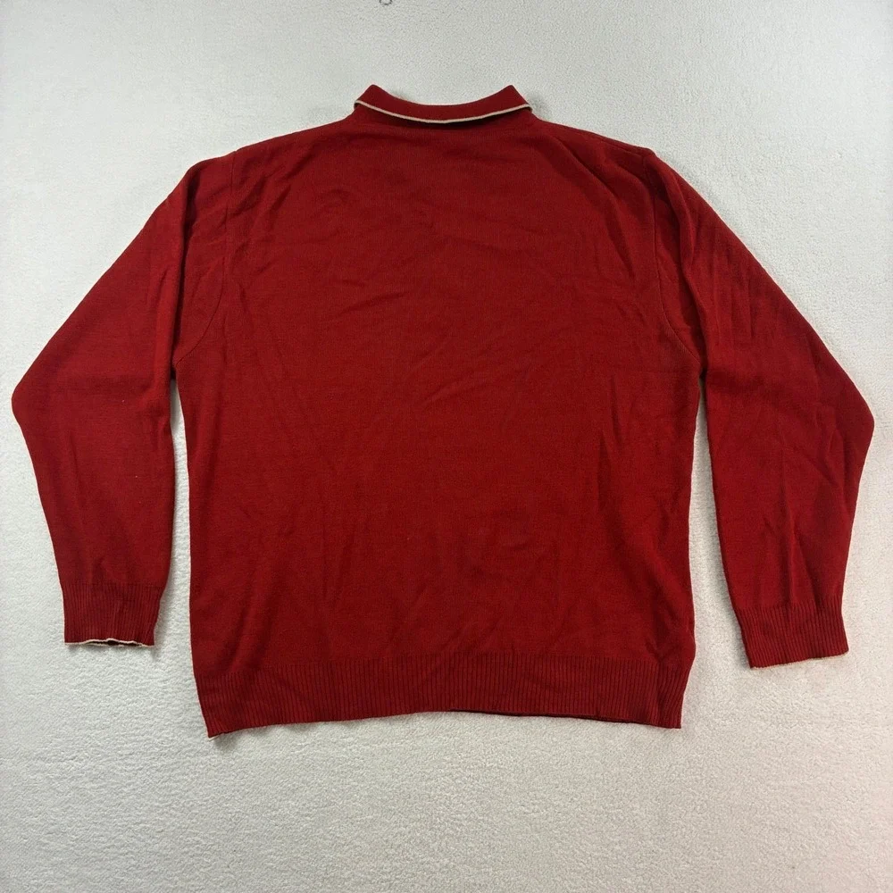 Vintage Adidas Sweater Polo Shirt Mens Large Red Long Sleeve Knit Asian Y2K